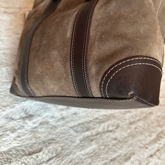 Coach Carly Taupe Brown suede and leather tote. - Picture 6 of 13